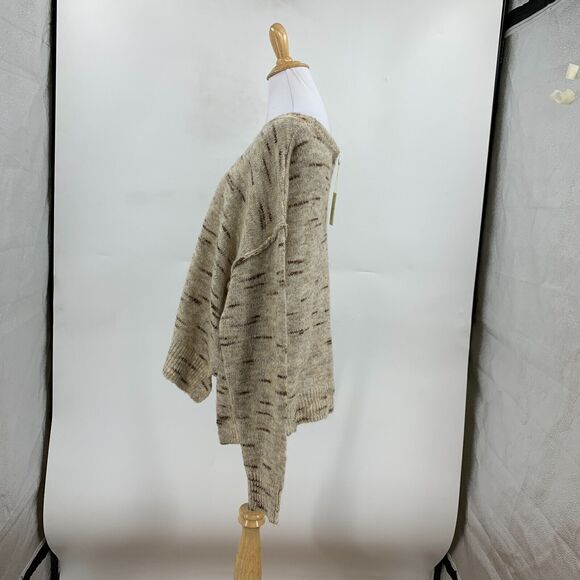 Max Studio Sweater Womens L Large Oatmeal Melange Hi-Low Drop Shoulder Pullover - Picture 6 of 11